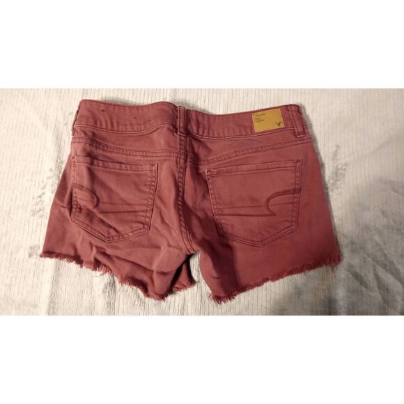 American Eagle size 2 Red Denim Cut Off Jean Shorts - Picture 2 of 4